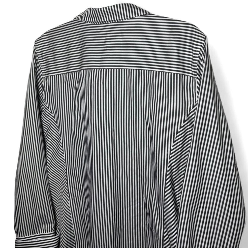 Chico’s Black White Striped Tunic Shirt XL (3) Cotton No Iron NWT - Picture 6 of 8